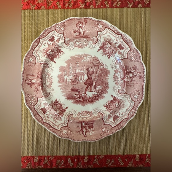 Staffordshire Adams Red Transfer Seasons Plate 9 1/4" 1829+ Antique Transferware - Picture 1 of 11